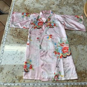 Vintage Satin light pink print kimono for toddler 4T